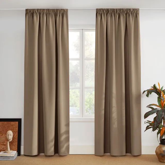 Nicetown Kant en klaar Gordijnen - Met Plooiband - Verduisterend - 140x245 cm - Cappuccino - 2 Stuks