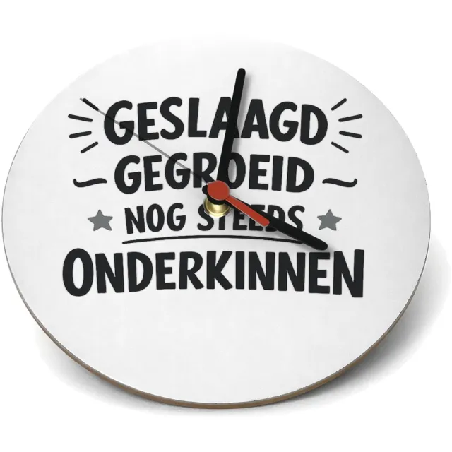 Mr Cadeautjes Klok rond Ø 19 - design Grappige woordspeling voor een energiek cadeau-item met een | cadeau Wit