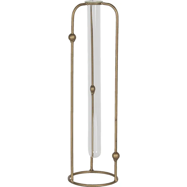 Clayre & Eef Vaas Ø 10x35 cm Koperkleurig Metaal Rond Glazen Vaas