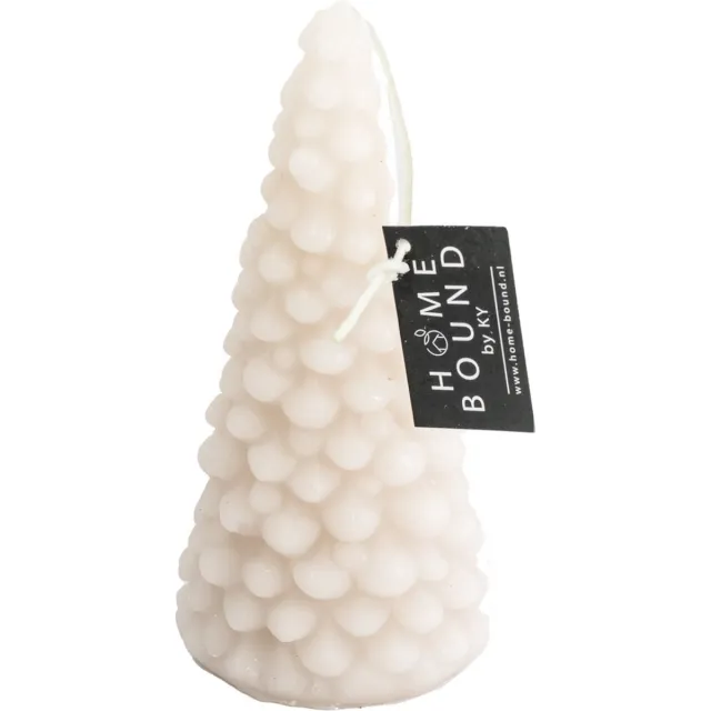 homebound by ky Kaars kerstboom beige | 7,4x7,4x15cm | figuurkaars kerstboom Off-white