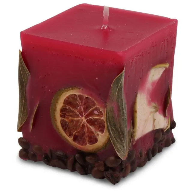 Rawa Geschenken Potpourri geurkaars aardbei bordeaux met een zachte noot van sinasappel en koffie - 9x9x9 cm handgemaakte geurkaars