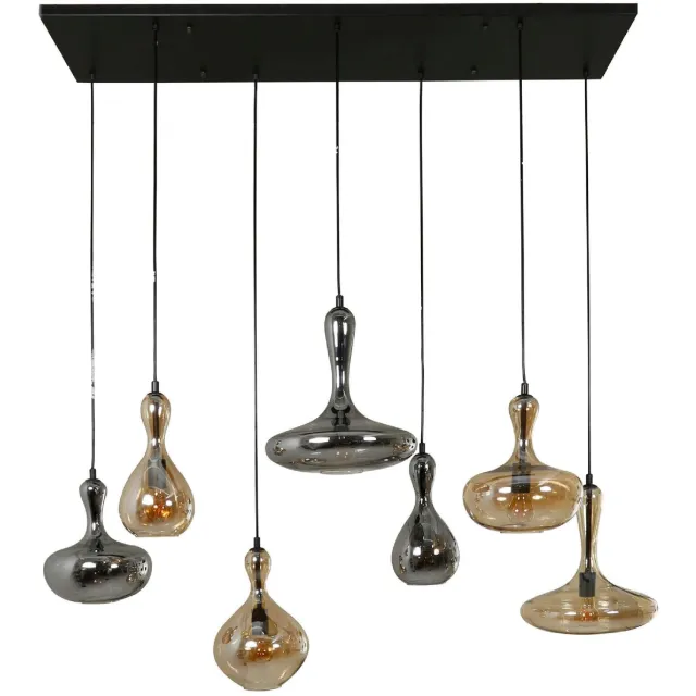 Nest of Nora Hanglamp 7-lichts glas - Industrieel design - Zwart
