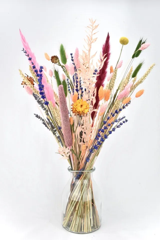 Natuurlijk Bloemen Droogbloemen met vaas - Mixed color - 50 cm - Droogbloemen in vaas - Natuurlijk Bloemen