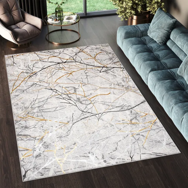 Tapiso Golden Vloerkleed Abstract Grijs Zilver Modern Tapijt Maat- 160x230 Grijs 2