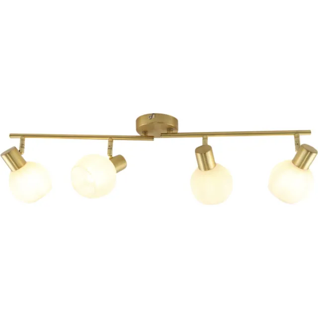 Olucia AYLEEN - Plafondlamp - Wit / Messing - 4L - Vorm: Rechthoek