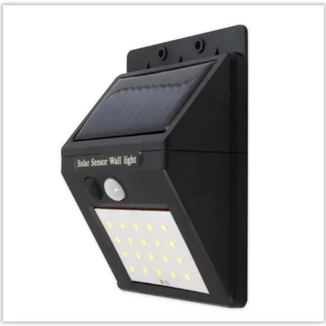 ABC-Led Solar LED Buitenlamp - 3 Watt - koud wit - 200 Lumen - Schemer + bewegingssensor zwart