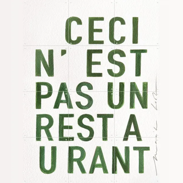 IXXI Restaurant Green, Maaike Koster & My Deer Art Shop - 60 x 80 cm - Grote wanddecoratie en posters - Typografie, Grafisch Ontwerp, Woonkamer Groen