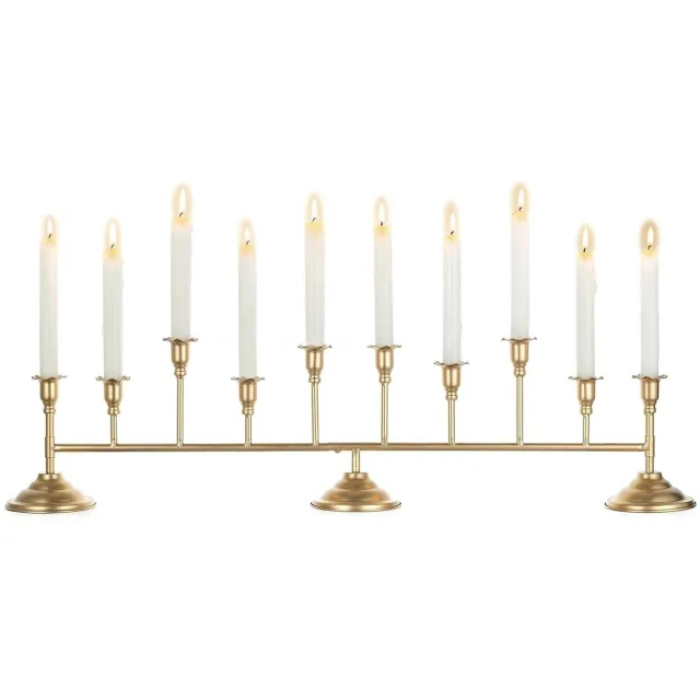 STUDIO-PAKA Gouden Kandelaar voor 10 Kaarsen - Elegante Tafeldecoratie