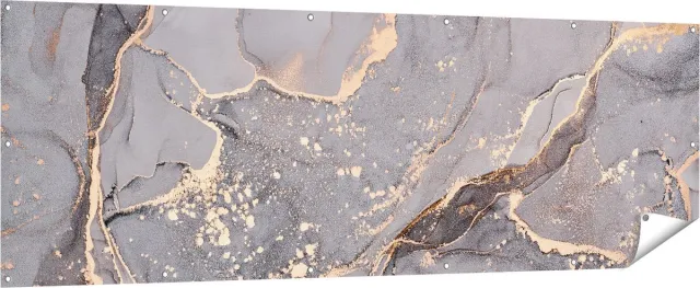 Gards Tuinposter Abstracte Luxe Kunst van Marmer met Goud - 210x70 cm - Tuindoek - Tuindecoratie - Wanddecoratie buiten - Tuinschilderij Multikleur