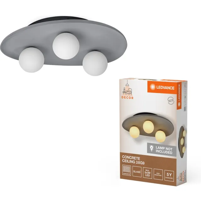 LEDVANCE Decor Concrete Nest Plafondlamp 3XG9 Grijs
