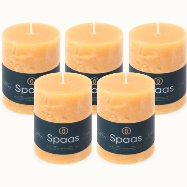 Spaas Rustieke Stompkaarsen – Zandkleur - 70/95mm - circa 35u - 5 kaarsen
