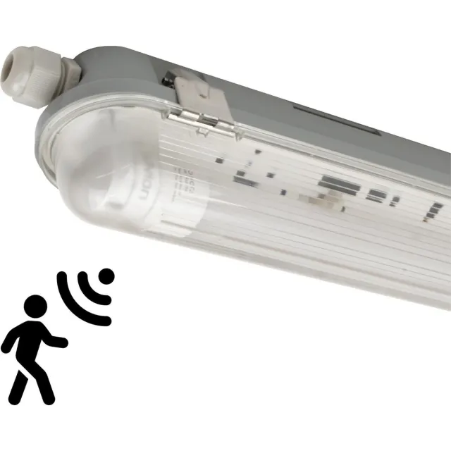 LEDVION LED TL Armatuur - 150CM - 15W - 6500K - IP65 - LED TL Buis & Bewegingssensor grijs