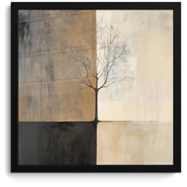 FrameYourWall Poster in lijst - Fotolijst 40x40 cm - Posters - Boom - Vlakken - Takken - Kleurverloop - Posterlijst zwart - Decoratie - Wanddecoratie woonkamer - Muurdecoratie slaapkamer