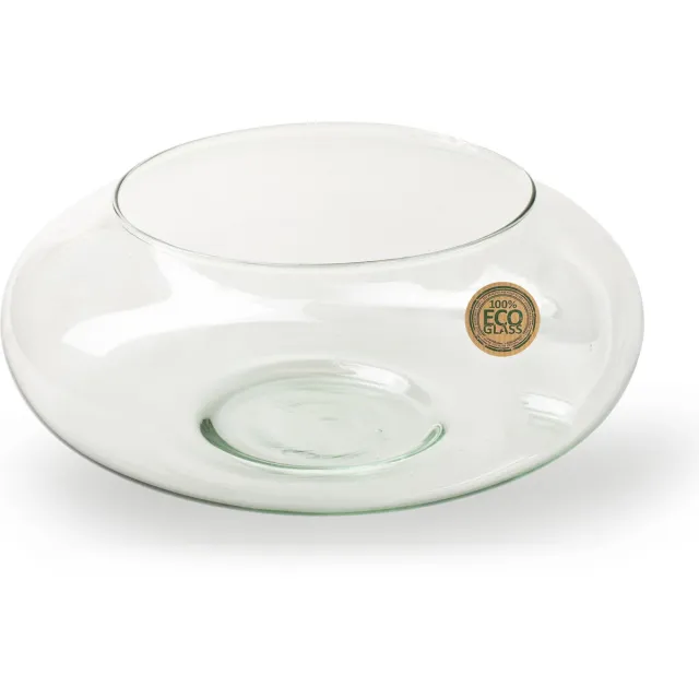 Jodeco Bloemenvaas Float - helder transparant - eco glas - 25 x 10 cm - bol vaas/lage schaal