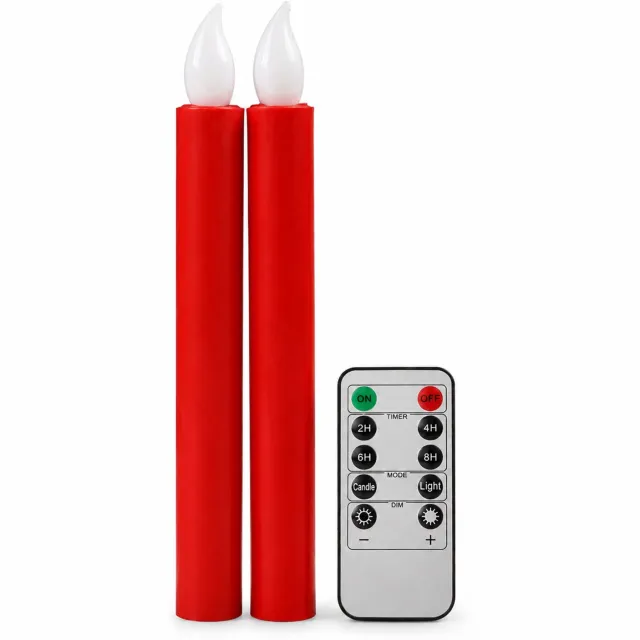 SWGOTA led kaarsen, 2 rode lange kaarsen met vlamvormige kop, voor afstandsbediening, decoratie voor bruiloften en kerken, afstandsbediening niet inbegrepen Rood