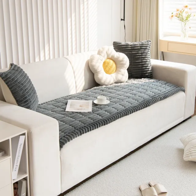 Zyronn Dikke bankhoes - Wasbaar - Zachte corduroy universele bankhoes, 2, 3, 4-zits, antislip bankhoes, gezellige bankhoes, bankspreien, meubelbeschermer voor de woonkamer(70*180cm) Donkergrijs (70*180 cm)