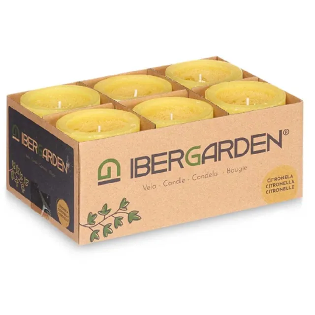 IBERGARDEN citronella kaarsen - citronella - tuinkaarsen - taco kaars - geurkaars - doos 6 stuks Geel