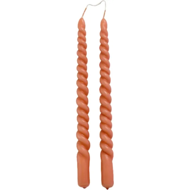 Rustik Lys Swirl Candle - Dinerkaars - Brique - set/2 - Rustik Lys - 2,1/29 cm Briquel (zalmroze)