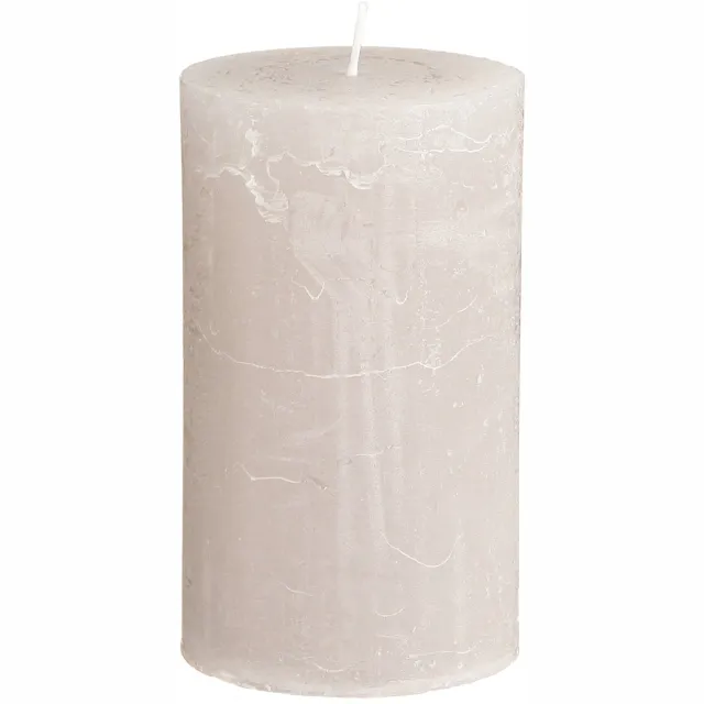Viana Lichtgrijze pilaarkaarsen, set van 4 - effen kleur, decoratieve cilind Grijs