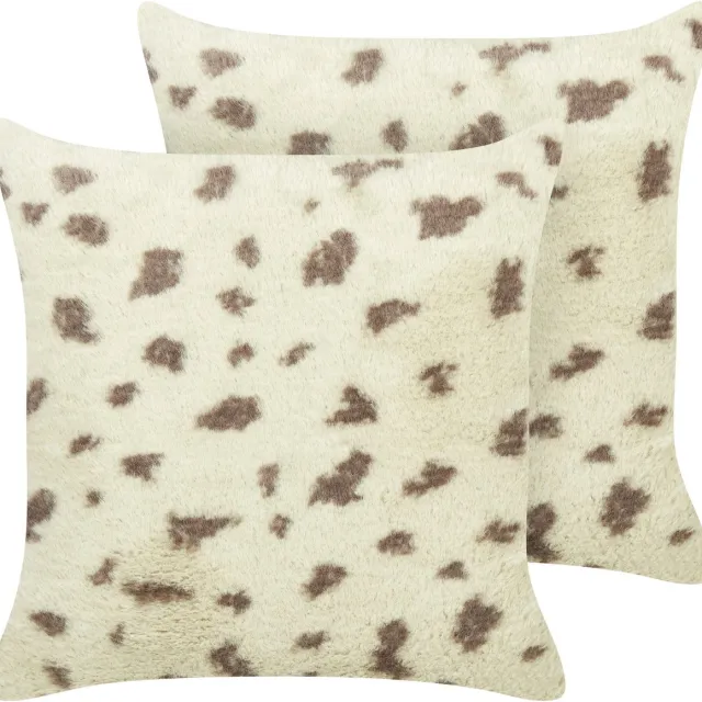 Beliani KASRA - Sierkussen set van 2 - Beige - Kunstbont