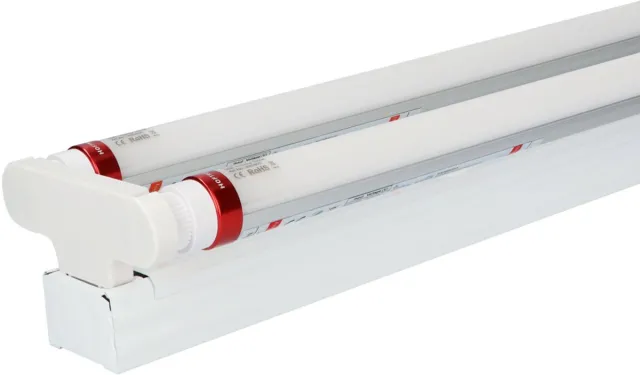 HOFTRONIC LED TL armatuur 150cm dubbel - T8 (G13) - 60 Watt 10500 lumen (175lm/W) - 6000K daglicht wit (860) - Flikkervrij - IP20 Stofdicht Transparant