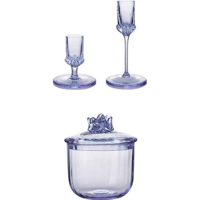 Skloglass Handgemaakte cadeuset Sakura, schaaltje, 2x kandelaar kleur ALEXANDRITE