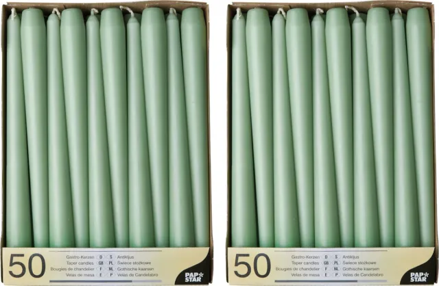 Conpax Candles 100x stuks Voordeelverpakking dinerkaarsen jade groen - 25 cm - 7 branduren