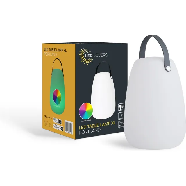 Led Lovers LED tafellamp Portland - wit en gekleurd licht - Binnen en Buiten - 23x23x33cm - Wit