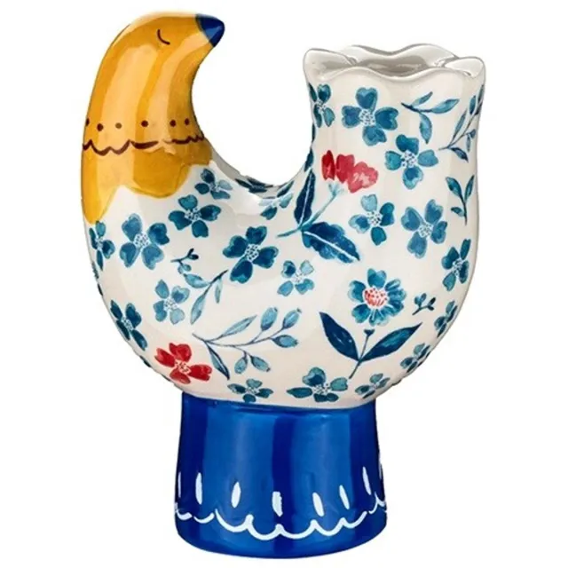 homebound by ky Aardewerk vaas floral bird Blauw