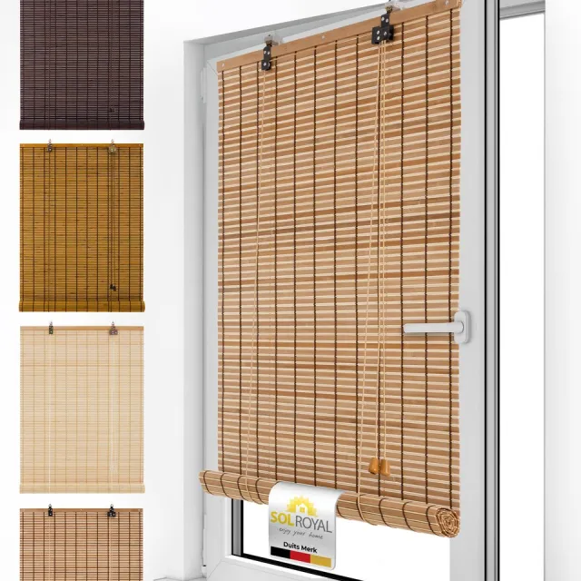 Sol Royal BR7 Bamboe Rolgordijn Zonder Boren 110x160 cm Teak Houten Jaloezie voor Binnen 110 cm Breed Inkijkbescherming & Zonwering