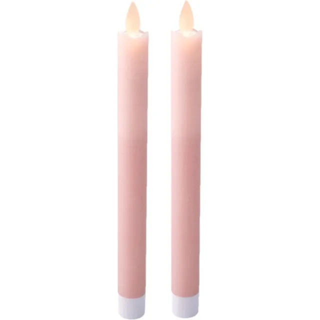 Lumineo LED dinerkaarsen - 2x st - lichtroze -H24,5 cm - met timer functie - kaarsen - kerstdiner - kerststukje