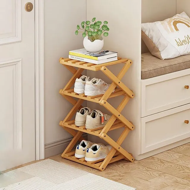 GelldG Schoenenrek - Schoenenrek voor thuis - 26x54cm - Hout - Geschikt voor Dagelijks Gebruik in Woonkamer, Slaapkamer en Hal - Vouwbaar, Eenvoudig en Zonder Installatie Natuurlijke houttint