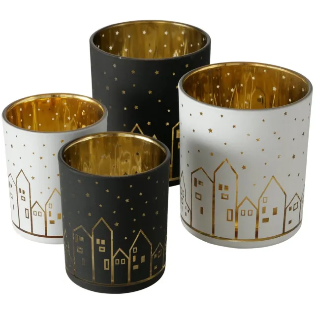 MamboCat B. Set van 4 lantaarns Little Town zwart-wit - 2012905 veelkleurig