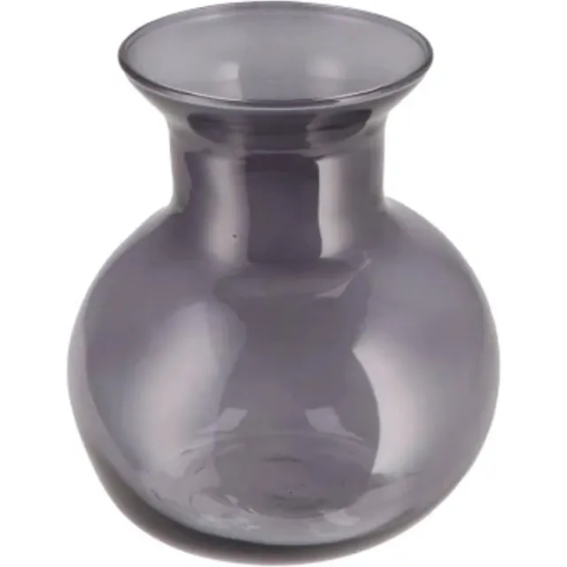 DK design Bloemenvaas Mira - bol vaas model - smoke glas - 16 x 17 cm - boeketvazen Grijs