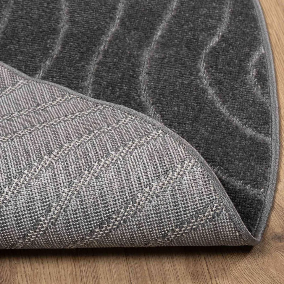 vidaXL Binnen- en buitentapijt PALMERAS Antraciet Ø 160 CM Polyester, foto 4