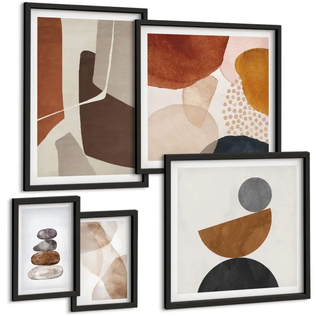 TULUP 4-Delige Schilderij Set - Abstracte schilderijen, moderne decoraties - 50 x 50 cm, 20 x 30 cm en 40 x 60 cm - Decoratieve Muurdecoratie - Slaapkamer - Woonkamer Decoratie Zwarte lijst