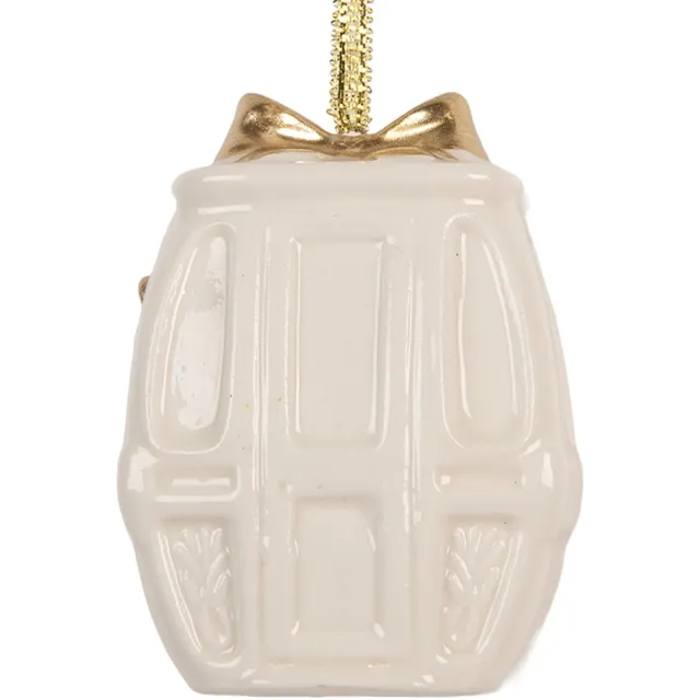 Clayre & Eef Kersthanger 5x4x6 cm Wit Porselein