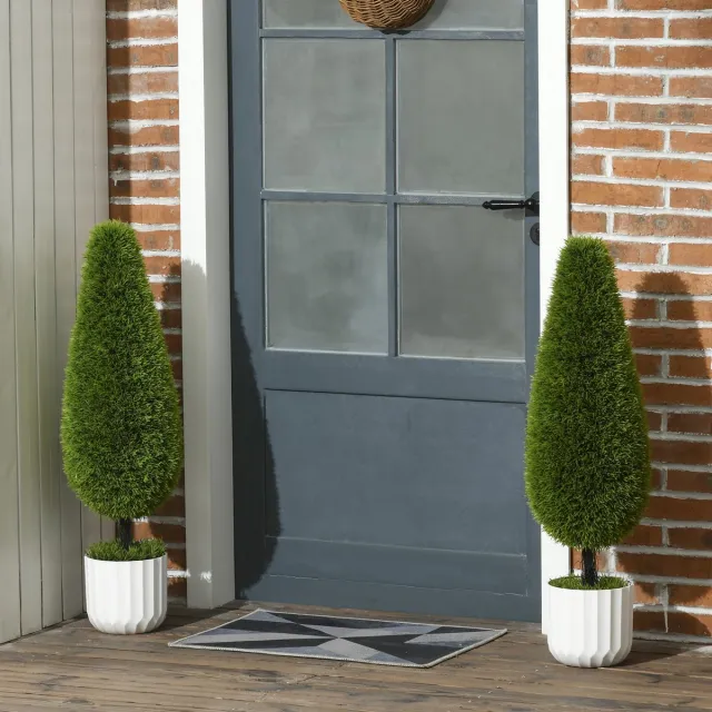 MODENUIT Kunstplant Cipres – Set Van 2 – 90 Cm Hoog – Kunststof – Groen – Pot Met Kunstmos – Binnen En Buiten