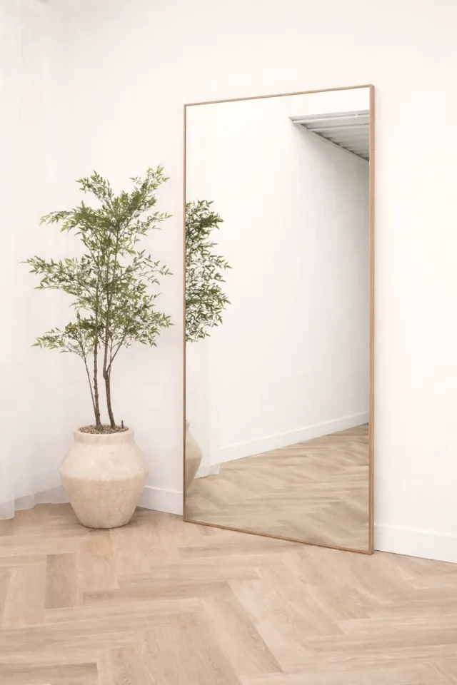 Nordic Style® Rechthoekige spiegel 215x110cm - Naturel Eiken hout - Scandinavische Spiegels - Vierkant - Pas spiegel - Staande spiegel - Kleedkamer spiegel - Pas