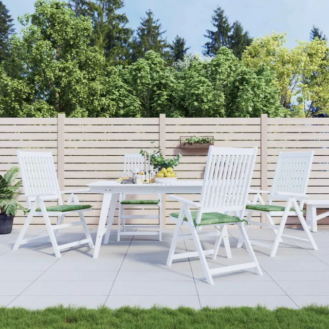 vidaXL Stoelkussens 4 st Oxford Stof Groen en Wit 50 x 50 x 3 cm