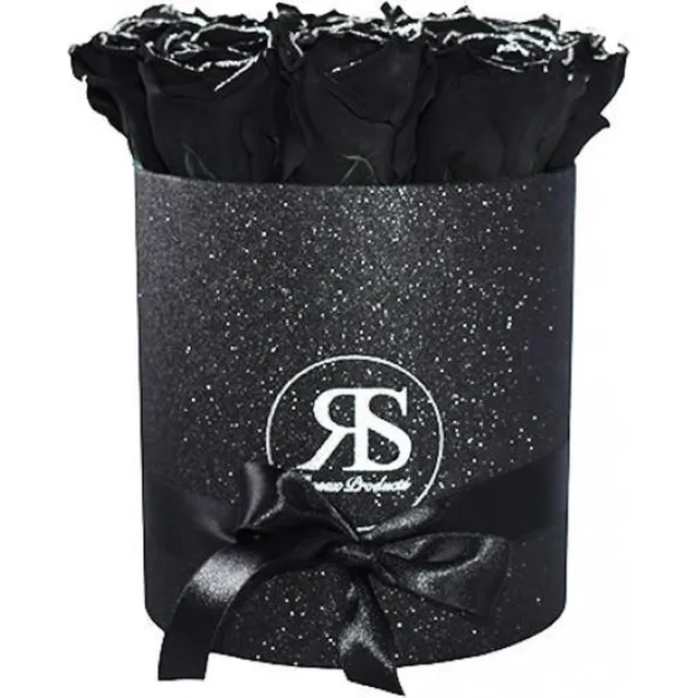 Rosuz Rozenbox zwart glitter met zwarte glitter rozen Rosuz