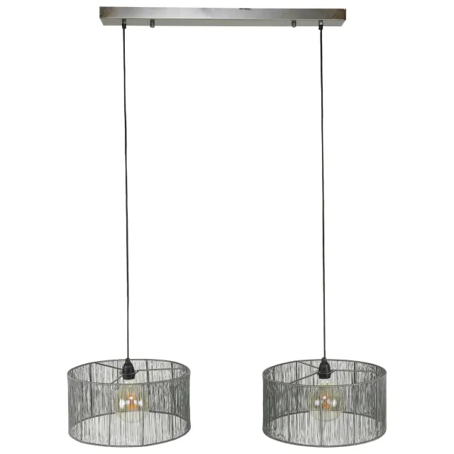 Nest of Nora Hanglamp Brego - 2-lichts - Gevlochten metaal - Zwart nikkel