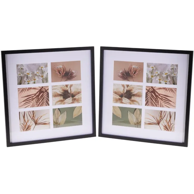 Home & Styling Collage fotolijst met passe-partout - voor 2x foto - hout - zwart - 42 x 42 cm - klassiek
