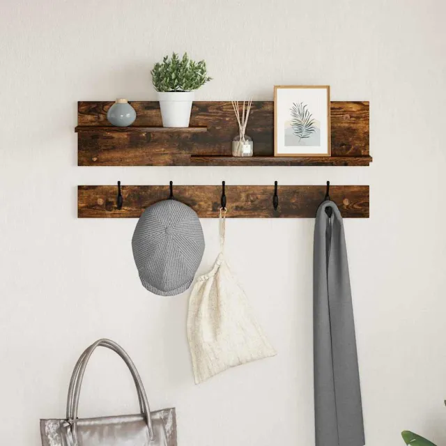 vidaXL Wandgemonteerde kapstok Gerookt eiken 90 x 15 x 36 cm Bruin