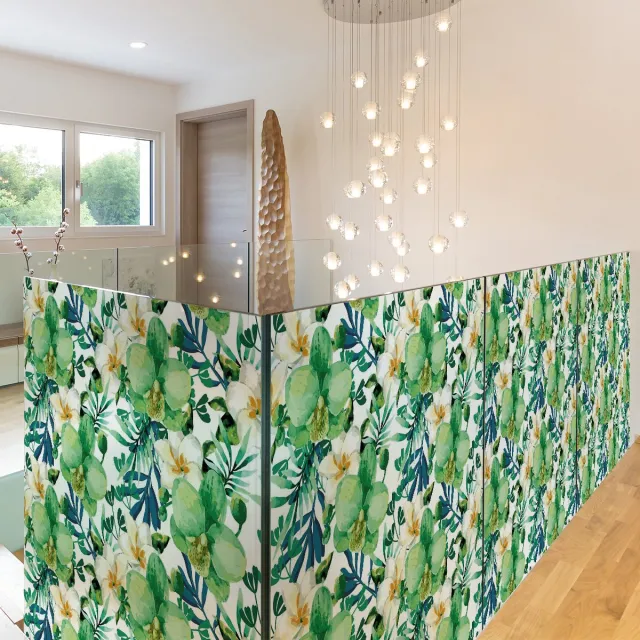 Ambiance Sticker Privacy raamfolie - XL Groene Orchidee - Stickers voor ramen en douchedeuren - 40x200cm Wit