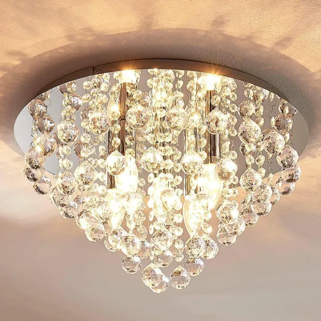 Lindby plafondlamp - 5lichts - Metaal, acryl - H: 27 cm - E14 - chroom, helder