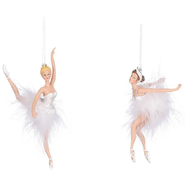 Mica Decorations ornament ballerina (set van 2) Wit