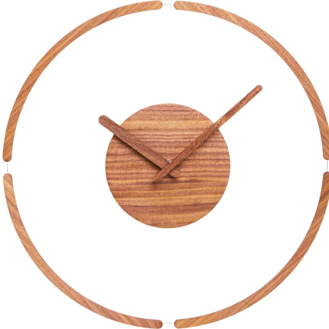 QUVIO Grote wandklok - 35cm - Hout - Plexiglas - Donkerbruin