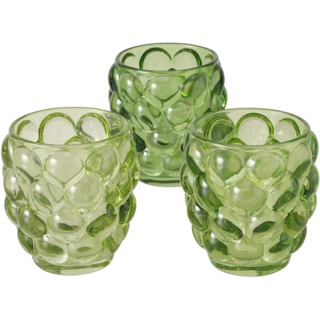 Bolze Boltze Home Windlicht Bubbla glas - set van 3 groen