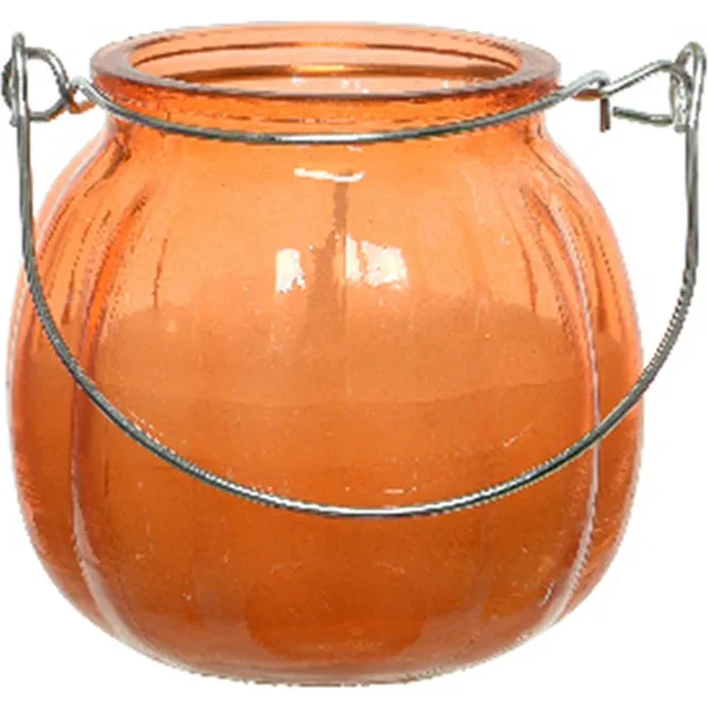 Decoris Citronella kaars - glas - oranje - 15 branduren - D8 x H8 cm